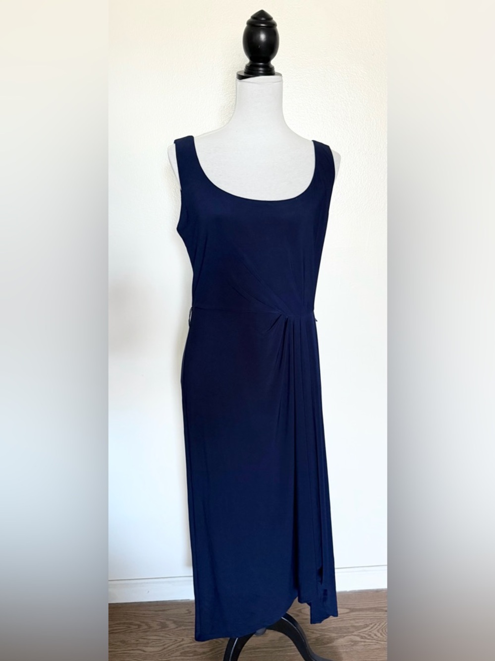 Lauren Ralph Lauren Navy Sleeveless Maxi Dress with Side Drape
